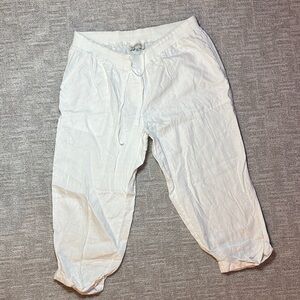 White Linen Drawstring Pants